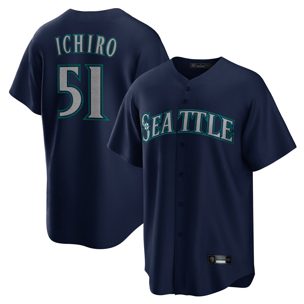Elroe S.Mariners #51 Ichiro Suzuki Player Navy Home Game Stitched Jerseys