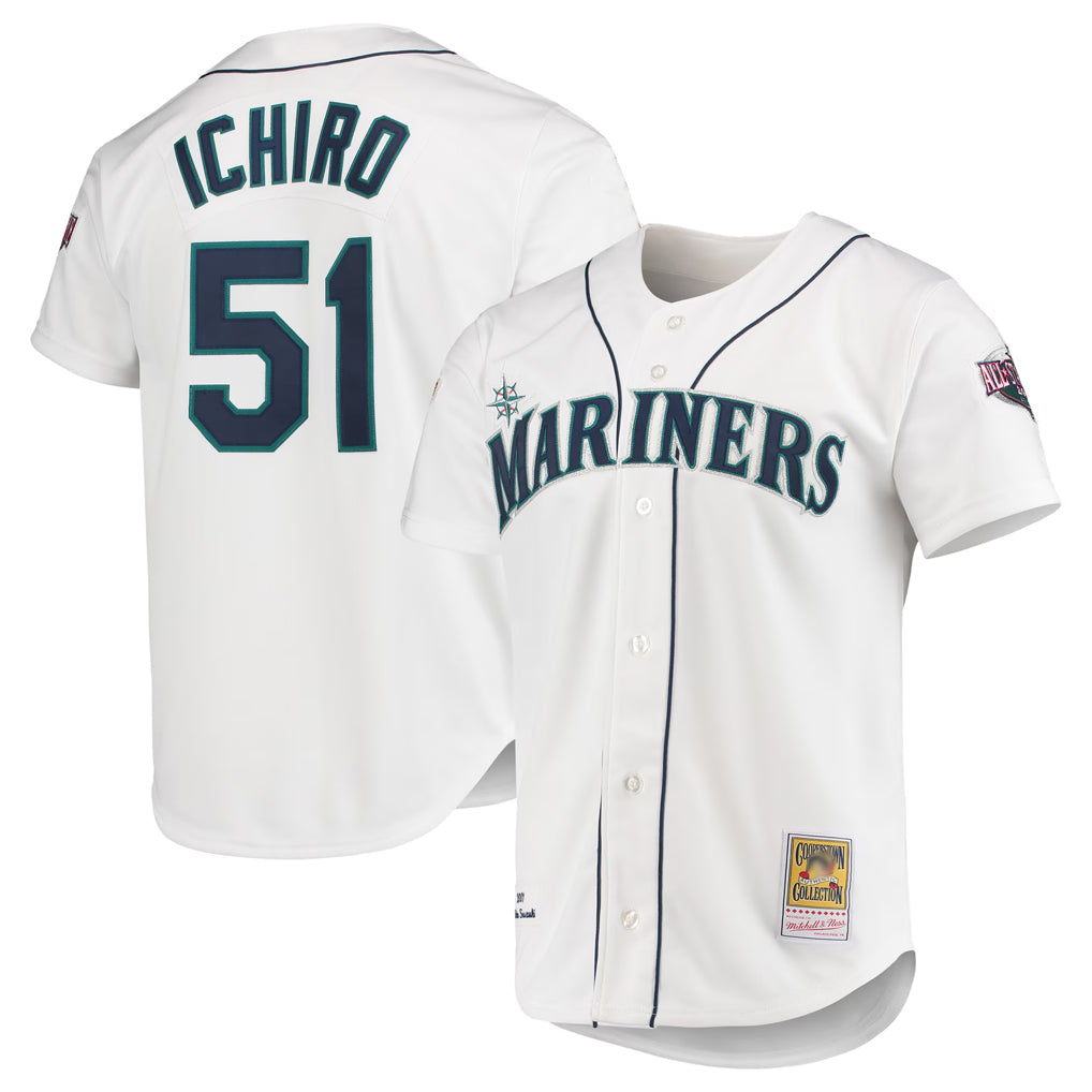 Elroe S.Mariners #51 Ichiro Suzuki Player White Mitchell & Ness All-Star Game Cooperstown Collection Authentic Limited Stitched Jerseys