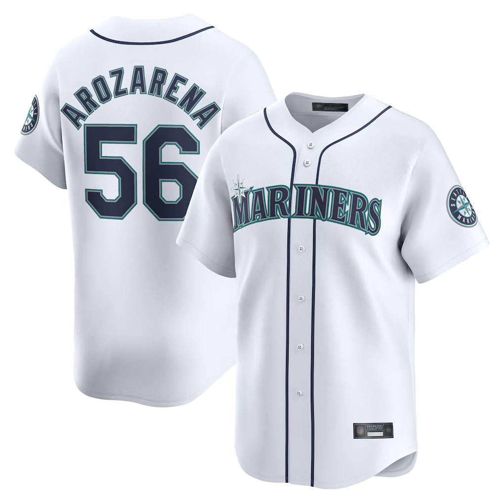 Elroe S.Mariners #56 Randy Arozarena Player White Home Limited Stitched Jerseys