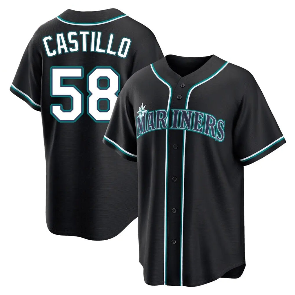 Elroe S.Mariners #58 Luis Castillo Player Black Fashion Home Limited Stitched Jerseys