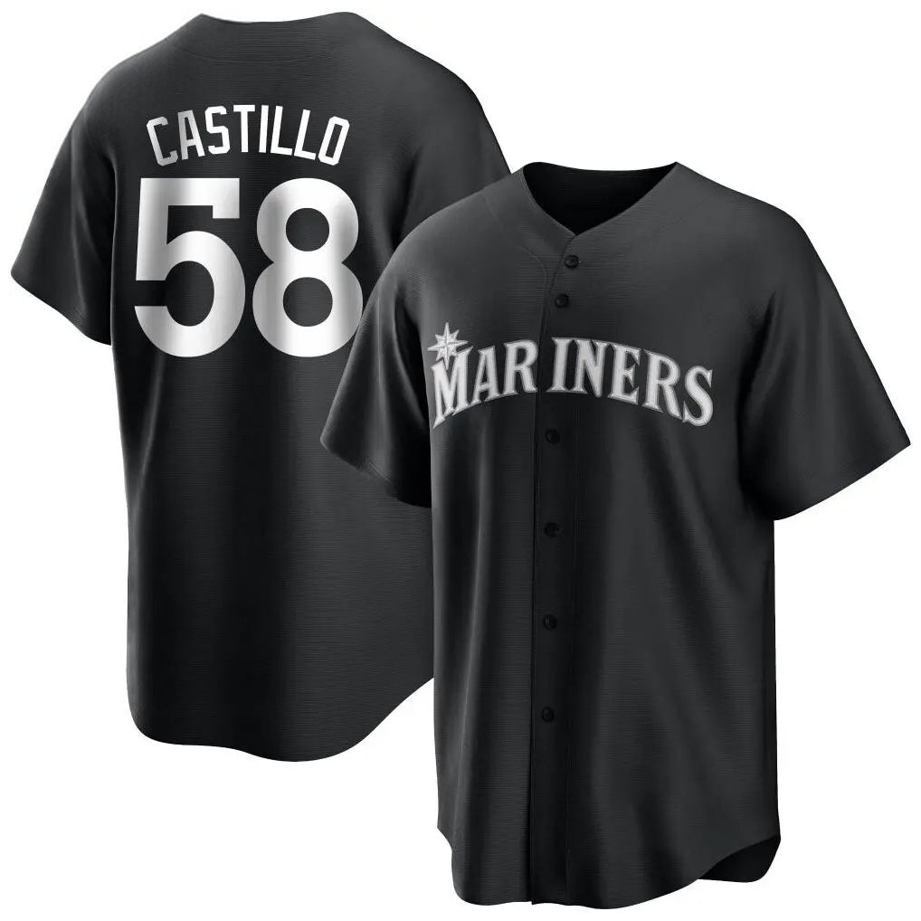 Elroe S.Mariners #58 Luis Castillo Player Black Home Limited Stitched Jerseys