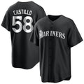 Elroe S.Mariners #58 Luis Castillo Player Black Home Limited Stitched Jerseys