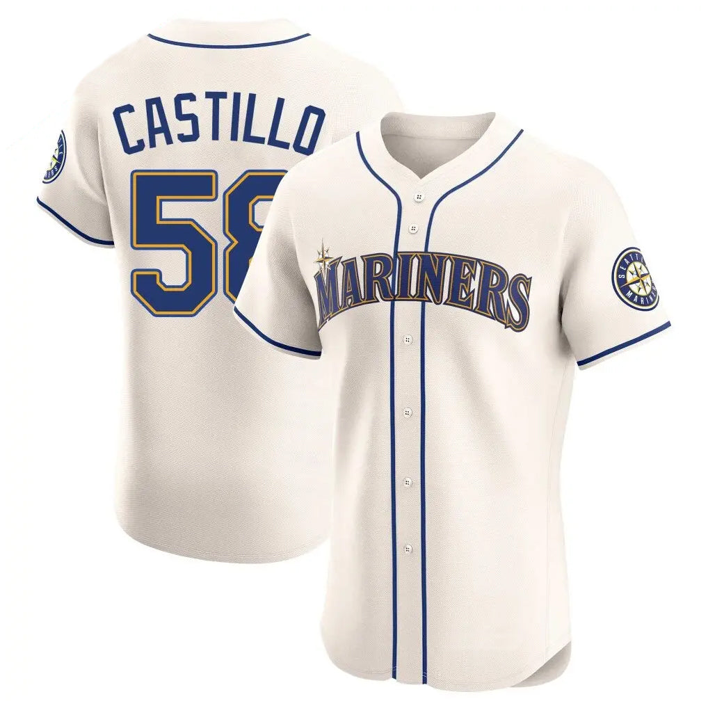 Elroe S.Mariners #58 Luis Castillo Player Cream Home Limited Elite Stitched Jerseys