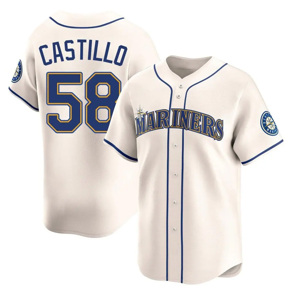 Elroe S.Mariners #58 Luis Castillo Player Cream Home Limited Stitched Jerseys