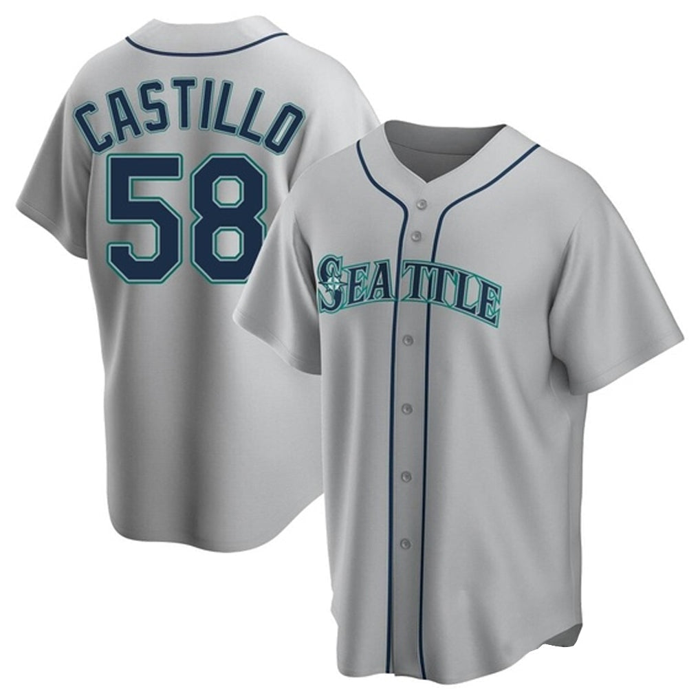 Elroe S.Mariners #58 Luis Castillo Player Gray Home Game Stitched Jerseys