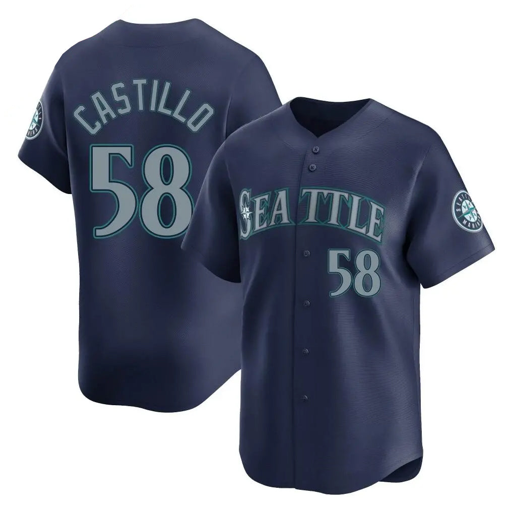 Elroe S.Mariners #58 Luis Castillo Player Navy Home Limited Stitched Jerseys