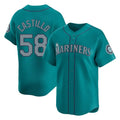 Elroe S.Mariners #58 Luis Castillo Player Teal Home Limited Stitched Jerseys