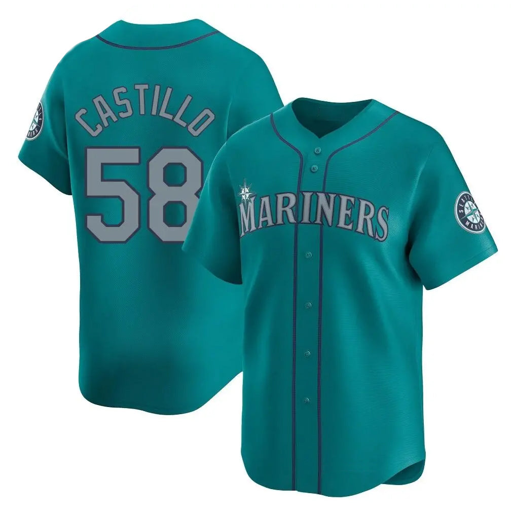 Elroe S.Mariners #58 Luis Castillo Player Teal Home Limited Stitched Jerseys