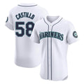 Elroe S.Mariners #58 Luis Castillo Player White Home Limited Elite Stitched Jerseys