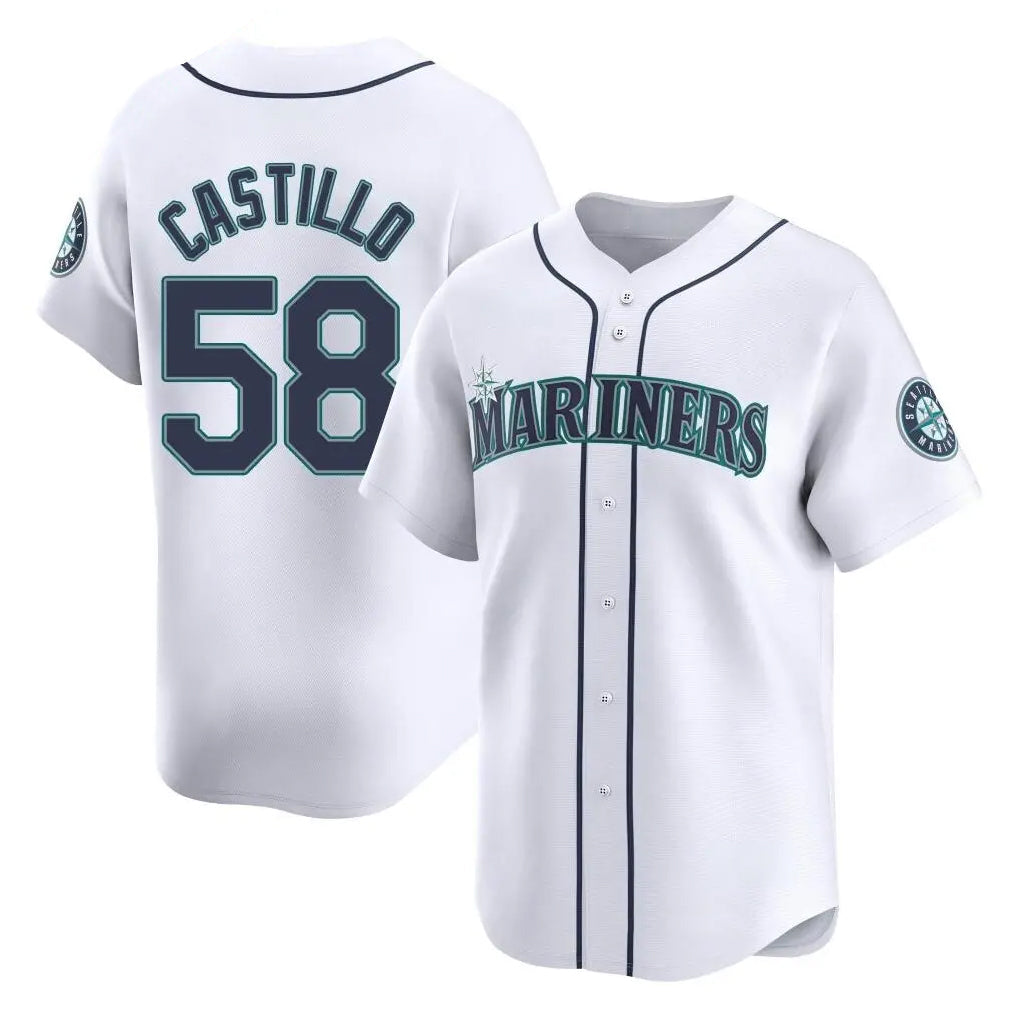 Elroe S.Mariners #58 Luis Castillo Player White Home Limited Stitched Jerseys