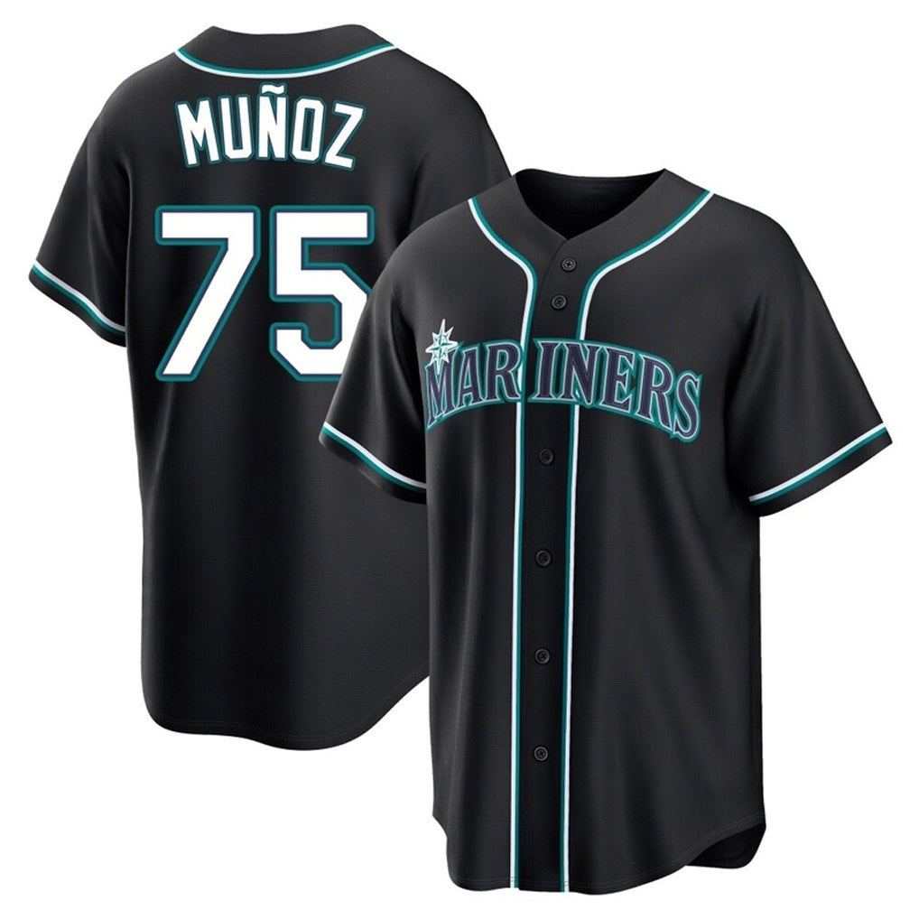 Elroe S.Mariners #75 Andres Munoz Player Black Fashion Home Limited Stitched Jerseys