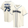 Elroe S.Mariners #75 Andres Munoz Player Cream Home Game Stitched Jerseys