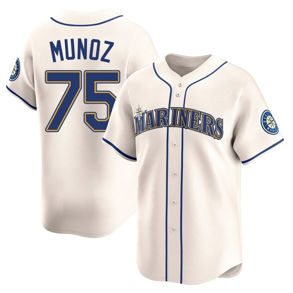Elroe S.Mariners #75 Andres Munoz Player Cream Home Limited Stitched Jerseys