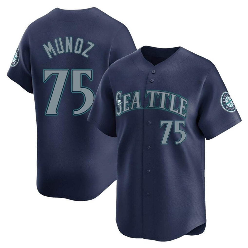 Elroe S.Mariners #75 Andres Munoz Player Navy Home Limited Stitched Jerseys