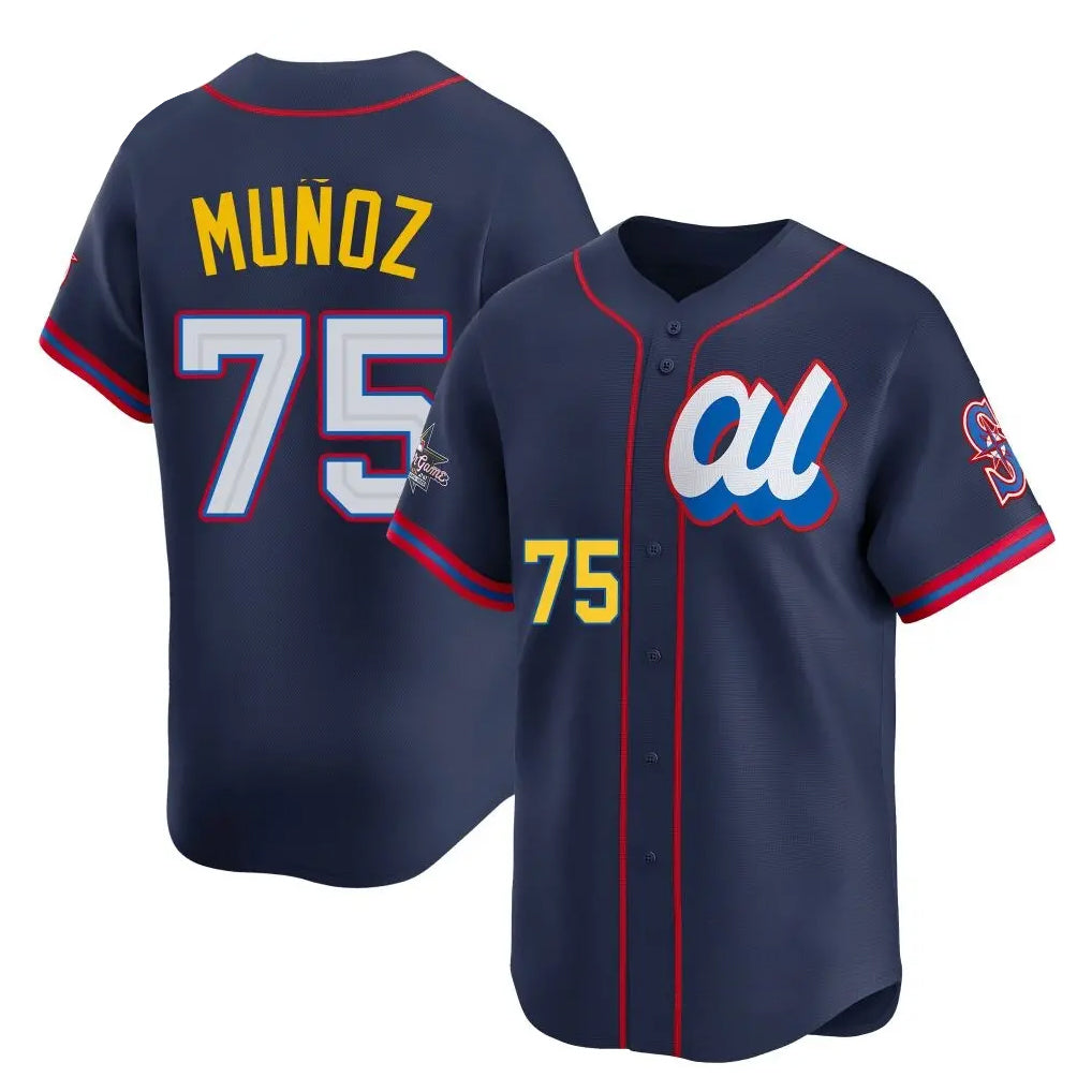 Elroe S.Mariners #75 Andres Munoz Player Navy Limited American League All-Star Edition Stitched Jerseys