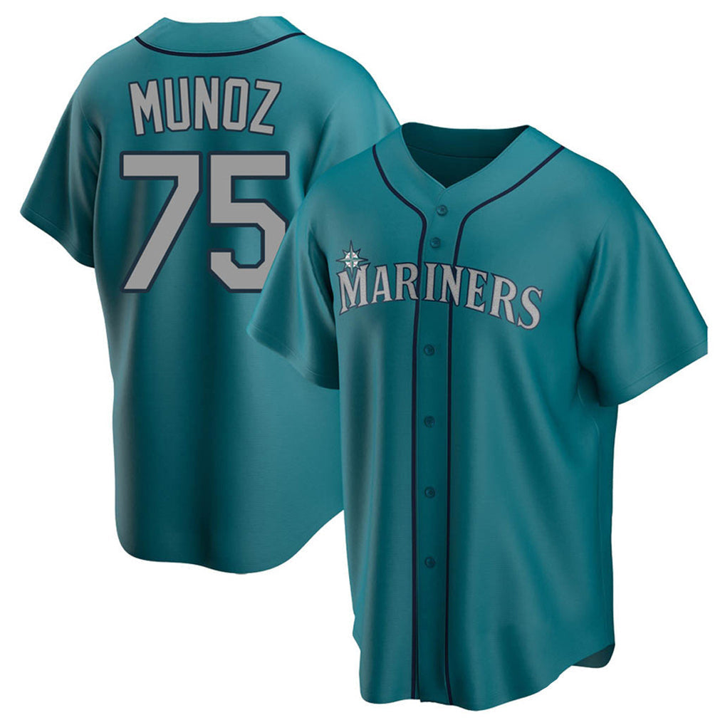 Elroe S.Mariners #75 Andres Munoz Player Teal Home Game Stitched Jerseys