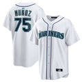 Elroe S.Mariners #75 Andres Munoz Player White Home Game Stitched Jerseys