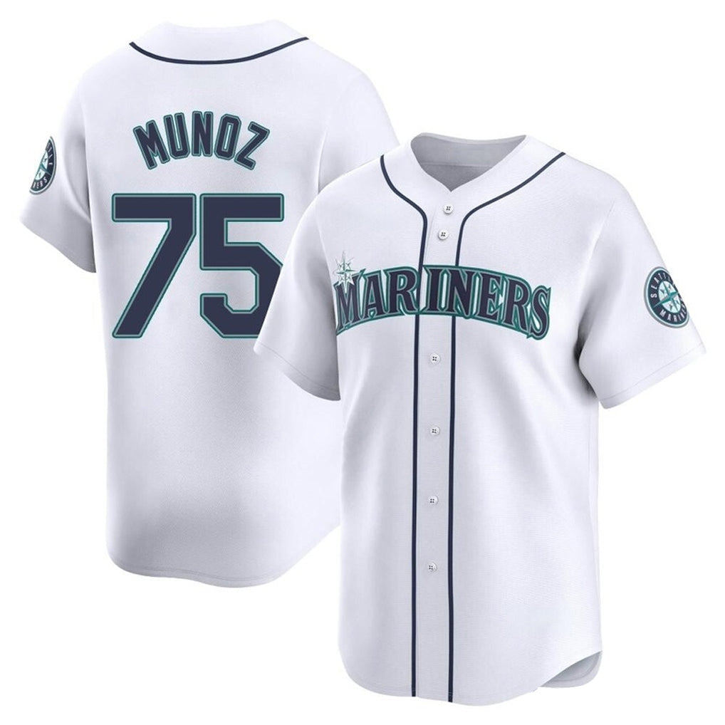 Elroe S.Mariners #75 Andres Munoz Player White Home Limited Stitched Jerseys