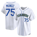 Elroe S.Mariners #75 Andres Munoz Player White Throwback Cooperstown Collection Home Limited Stitched Jerseys