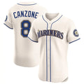 Elroe S.Mariners #8 Dominic Canzone Player Cream Home Limited Elite Stitched Jerseys