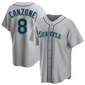 Elroe S.Mariners #8 Dominic Canzone Player Gray Home Game Stitched Jerseys