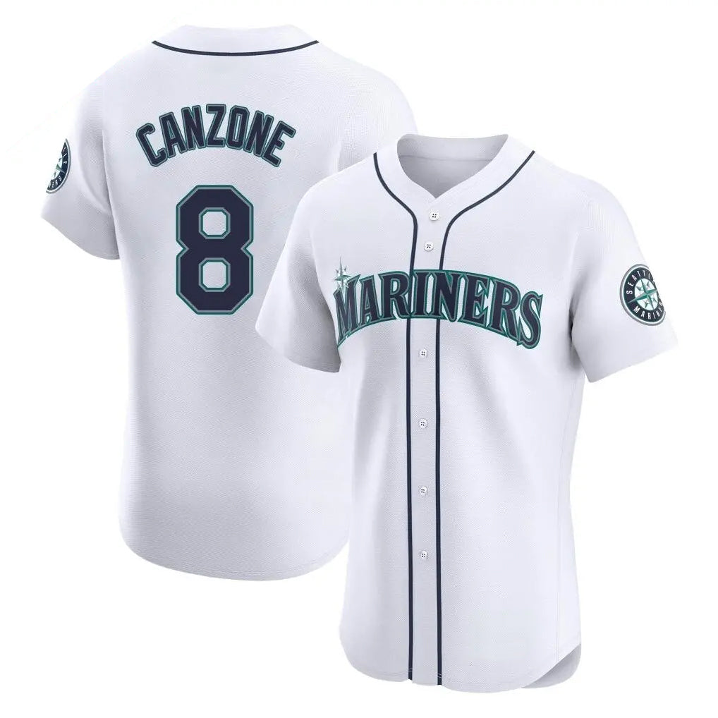 Elroe S.Mariners #8 Dominic Canzone Player White Home Limited Elite Stitched Jerseys