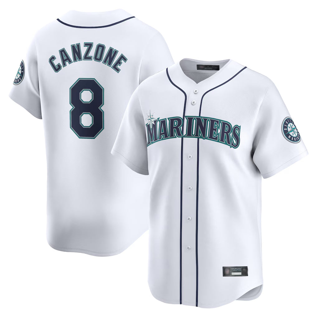 Elroe S.Mariners #8 Dominic Canzone Player White Home Limited Stitched Jerseys