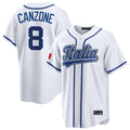 Elroe S.Mariners #8 Dominic Canzone Player White Italy 2026 World Classic Home Game Stitched Jerseys