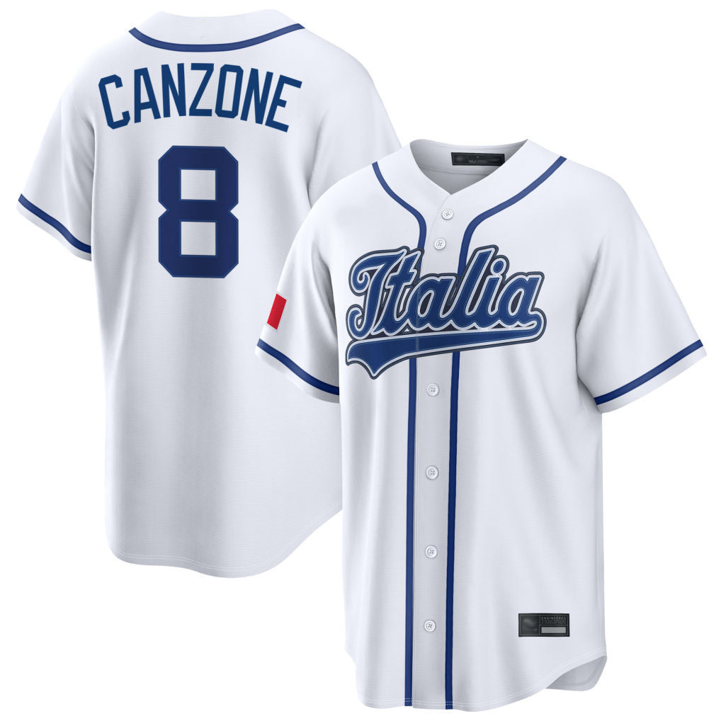 Elroe S.Mariners #8 Dominic Canzone Player White Italy 2026 World Classic Home Game Stitched Jerseys