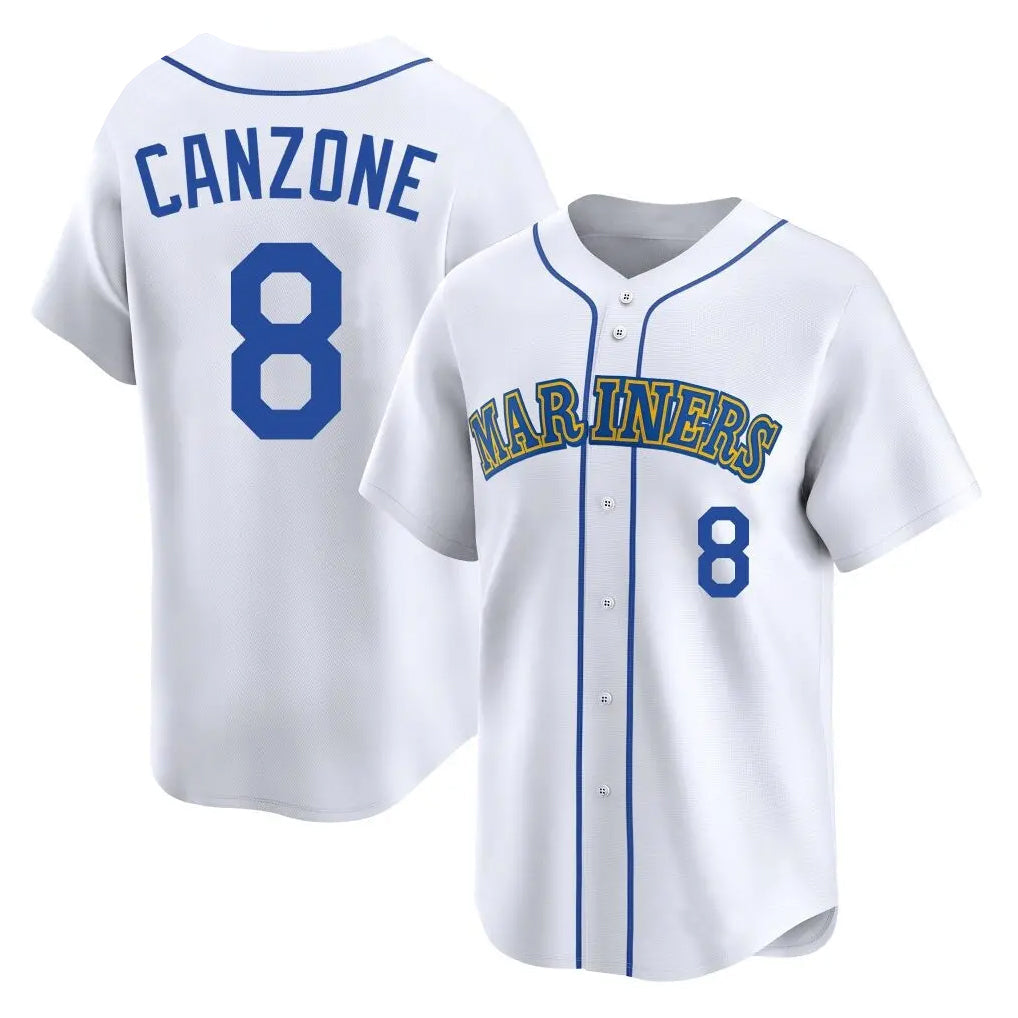 Elroe S.Mariners #8 Dominic Canzone Player White Pitch Fashion Game Stitched Jerseys