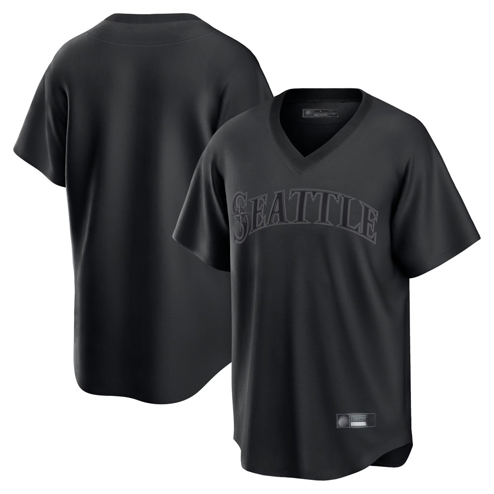 Elroe S.Mariners Blank Player Black Replica Fashion T-shirt Stitched Jerseys