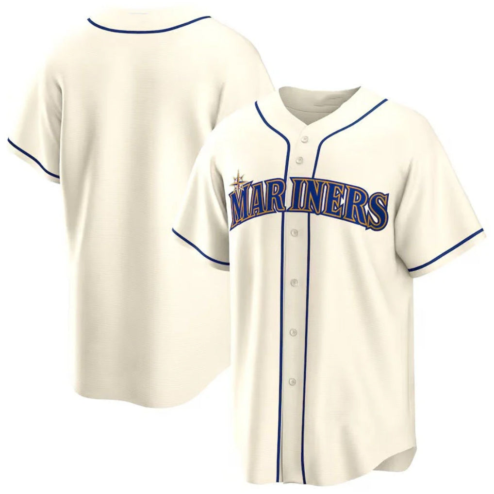 Elroe S.Mariners Blank Player Cream Home Game Stitched Jerseys
