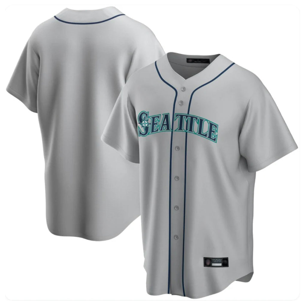 Elroe S.Mariners Blank Player Gray Home Game Stitched Jerseys
