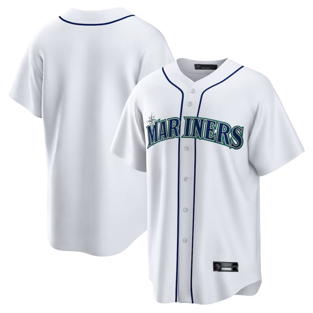 Elroe S.Mariners Blank Player White Home Game Stitched Jerseys