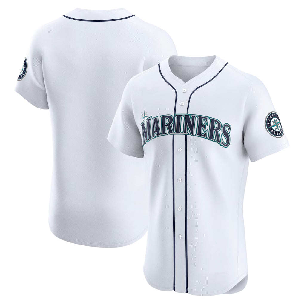 Elroe S.Mariners Blank Player White Home Limited Elite Stitched Jerseys