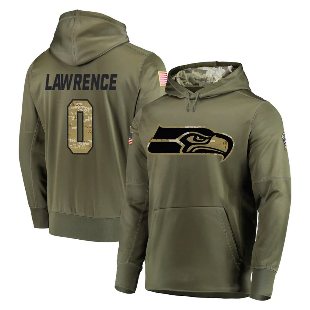 Elroe S.Seahawks #0 DeMarcus Lawrence Player Olive Salute to Service Pullover Hoodie Home Game Stitched Jerseys