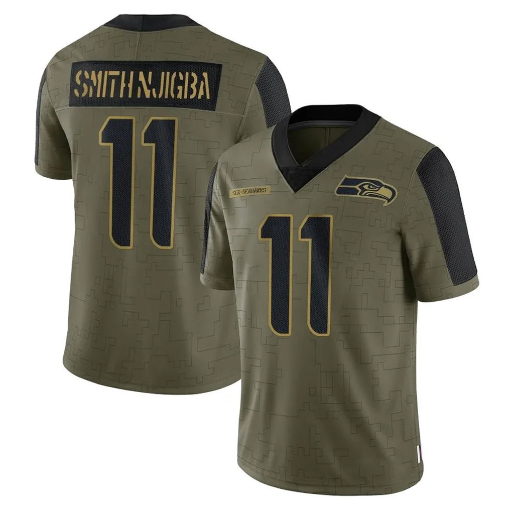 Elroe S.Seahawks #11 Jaxon Smith-Njigba Player Olive Salute To Service Limited Game Stitched Jerseys