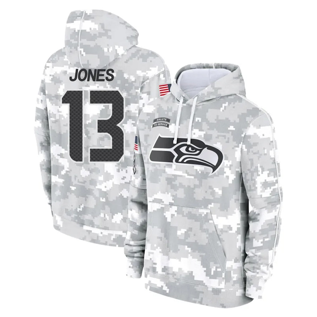 Elroe S.Seahawks #13 Ernest Jones IV Player Arctic Camo Limited Salute to Service Pullover Hoodies Game Stitched Jerseys