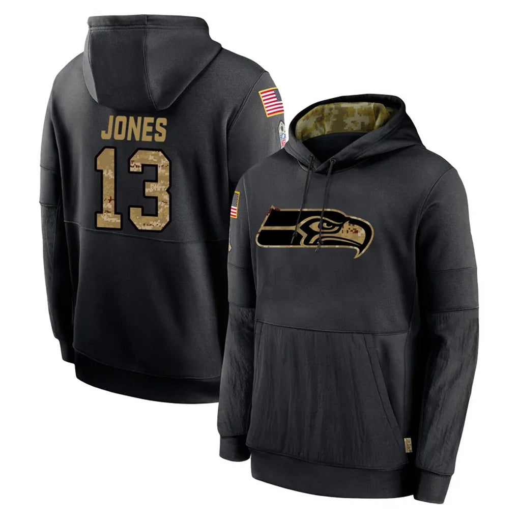 Elroe S.Seahawks #13 Ernest Jones IV Player Black Salute to Service Hoodies Limited Game Stitched Jerseys