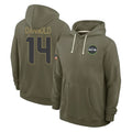 Elroe S.Seahawks #14 Sam Darnold Player Olive Salute to Service Pullover Hoodies Limited Stitched Jerseys
