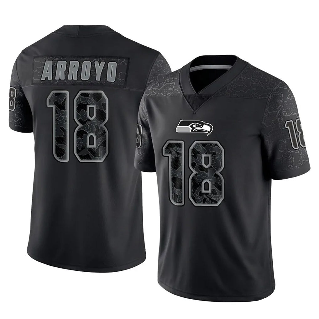 Elroe S.Seahawks #18 Elijah Arroyo Player Black Limited Reflective Home Game Stitched Jerseys