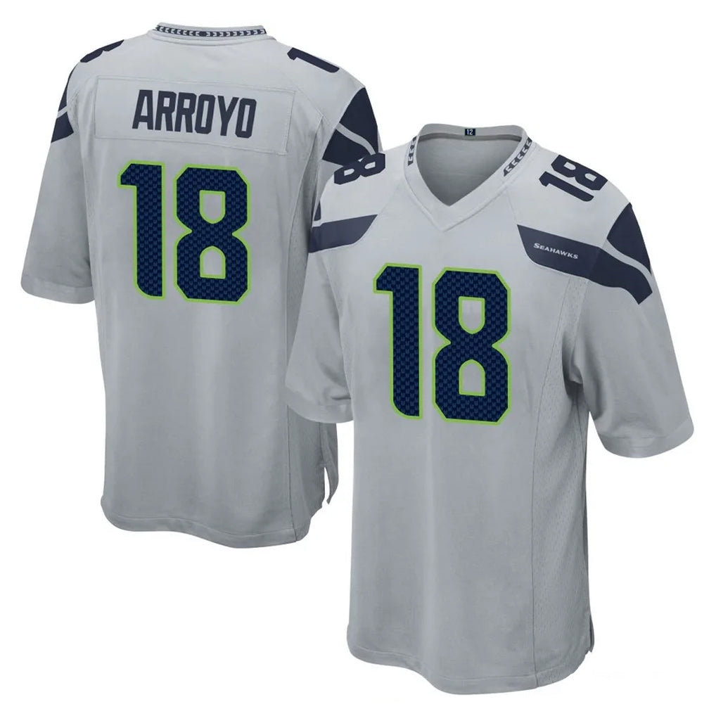 Elroe S.Seahawks #18 Elijah Arroyo Player Gray Home Game Stitched Jerseys