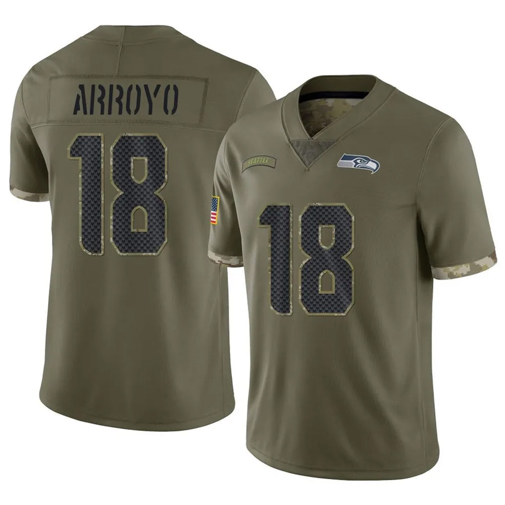 Elroe S.Seahawks #18 Elijah Arroyo Player Olive Limited Salute To Service Home Game Stitched Jerseys