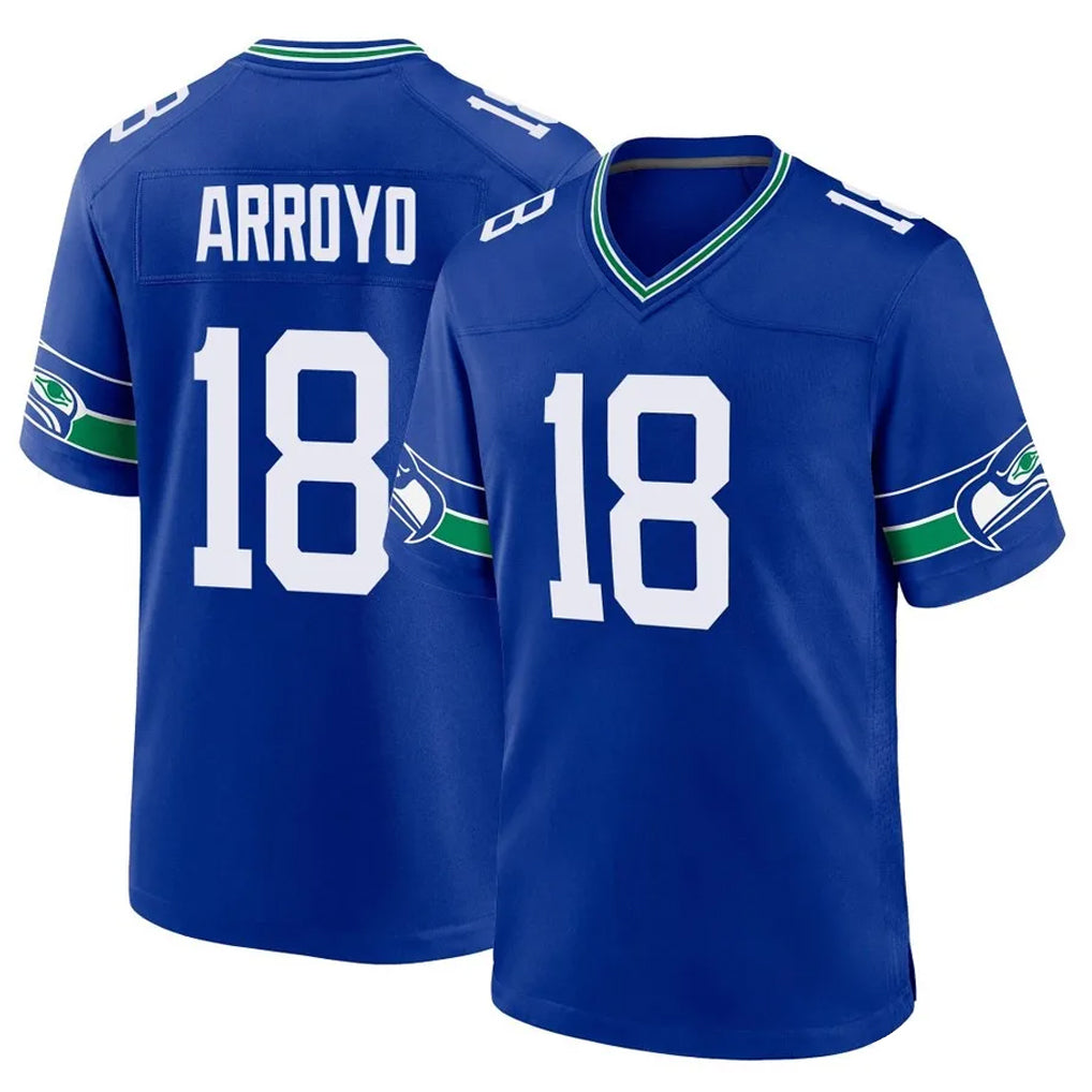 Elroe S.Seahawks #18 Elijah Arroyo Player Royal Throwback Home Game Stitched Jerseys