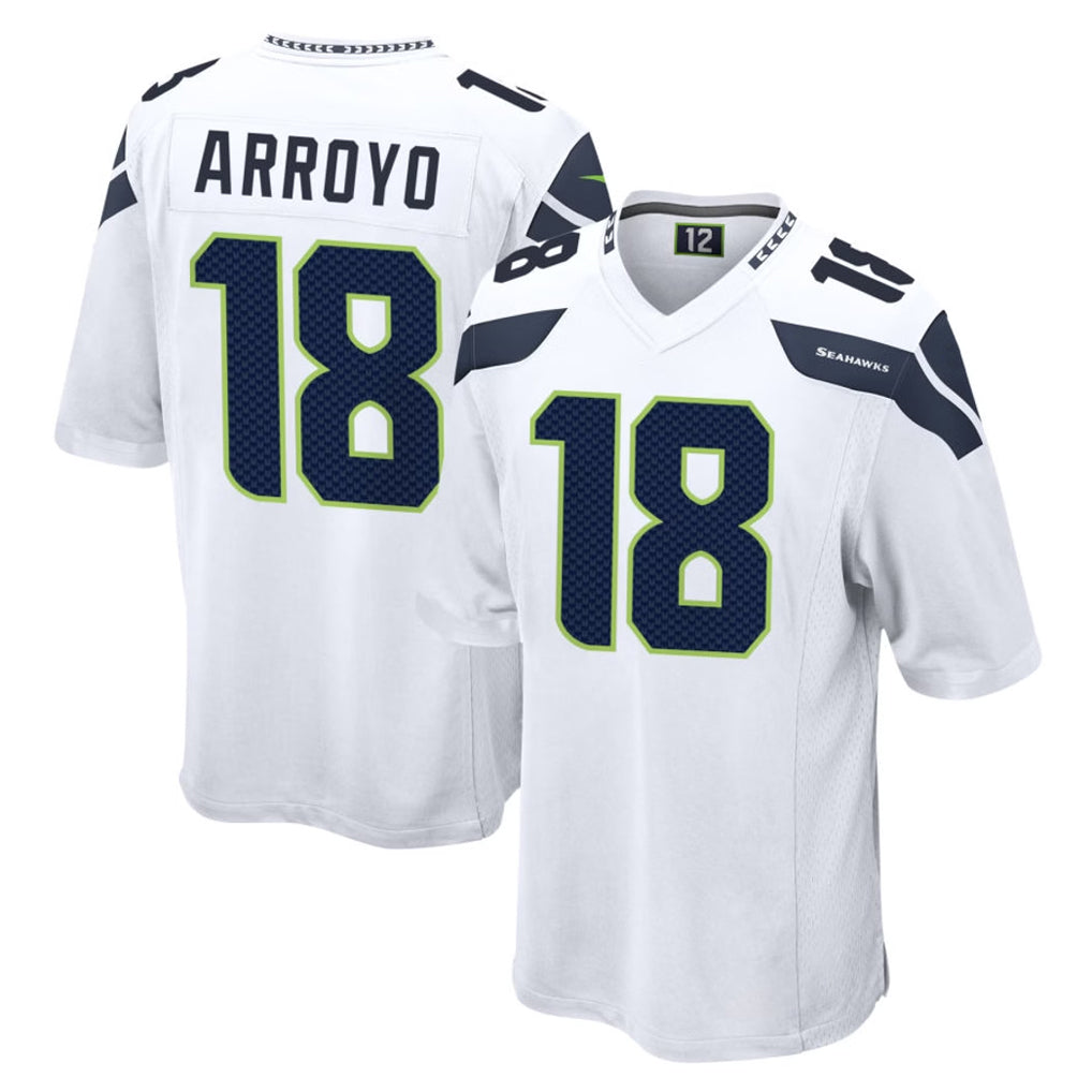 Elroe S.Seahawks #18 Elijah Arroyo Player White Home Game Stitched Jerseys