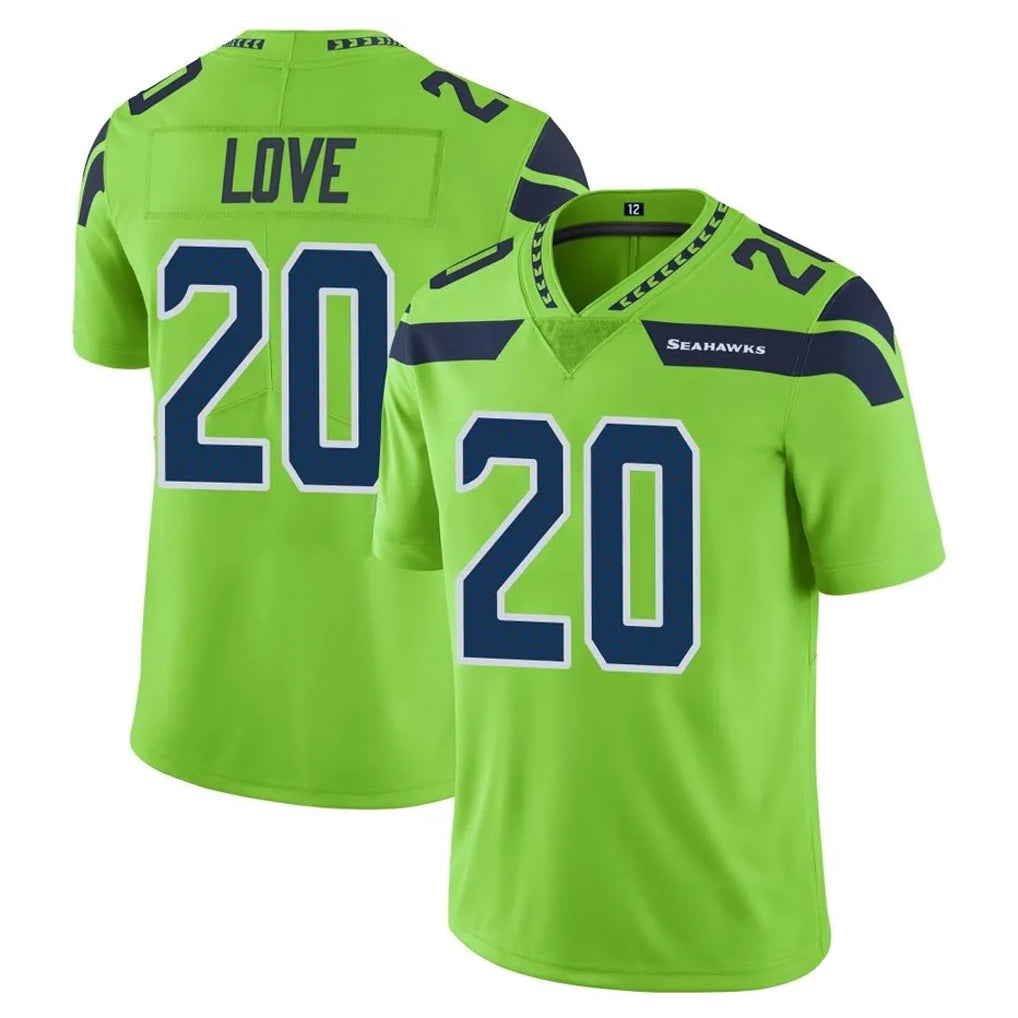 Elroe S.Seahawks #20 Julian Love Player Green Limited Color Rush Home Game Stitched Jerseys