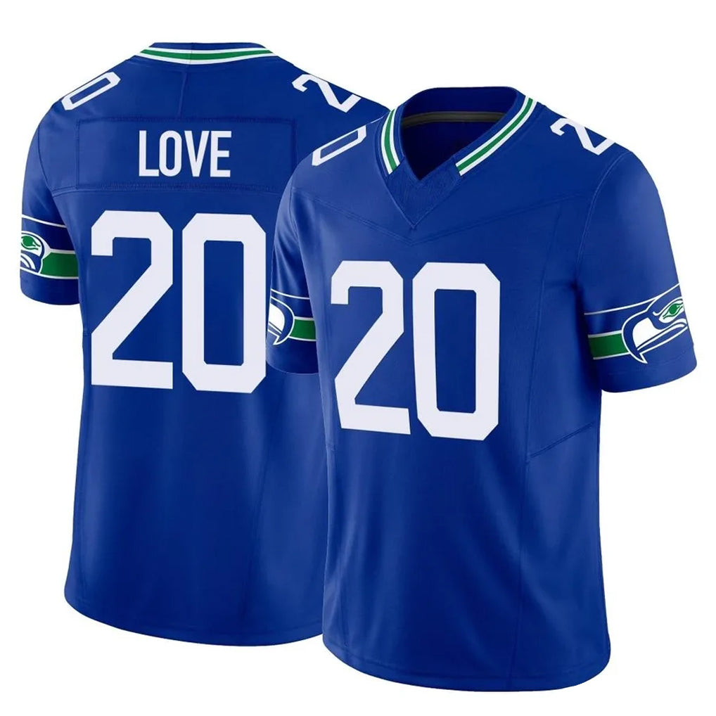 Elroe S.Seahawks #20 Julian Love Player Royal Limited Throwback Vapor F.U.S.E. Home Game Stitched Jerseys