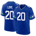 Elroe S.Seahawks #20 Julian Love Player Royal Throwback Home Game Stitched Jerseys