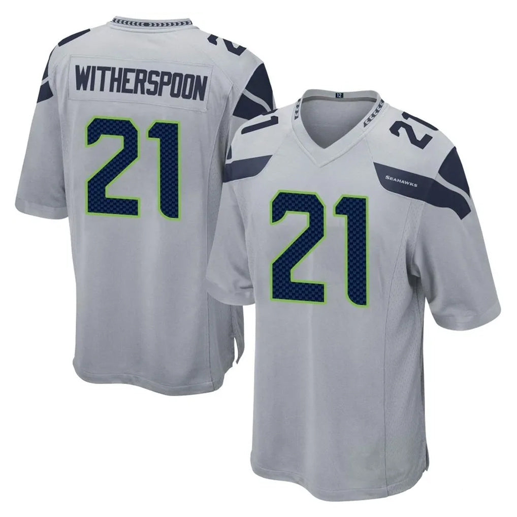 Elroe S.Seahawks #21 Devon Witherspoon Player Gray Home Game Stitched Jerseys