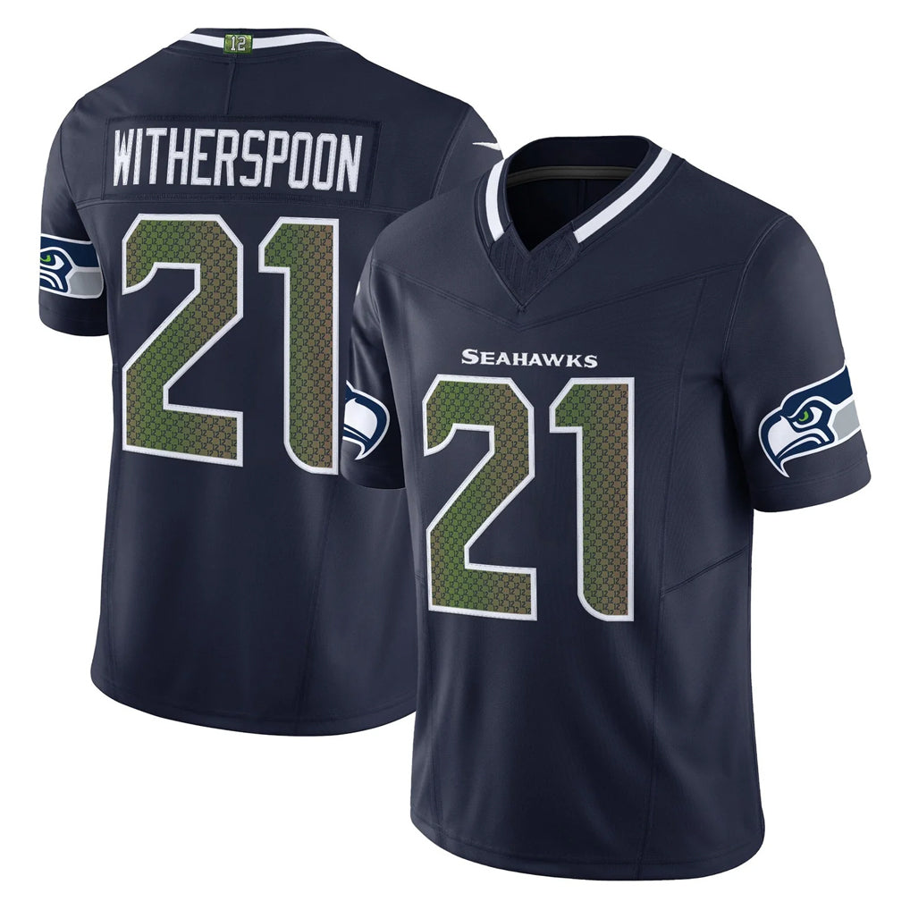 Elroe S.Seahawks #21 Devon Witherspoon Player Navy Rivalries Vapor Limited Home Game Stitched Jerseys